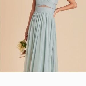 Romantic Pale Sage Green Maxi Dress with Ruched Crossover Bodice